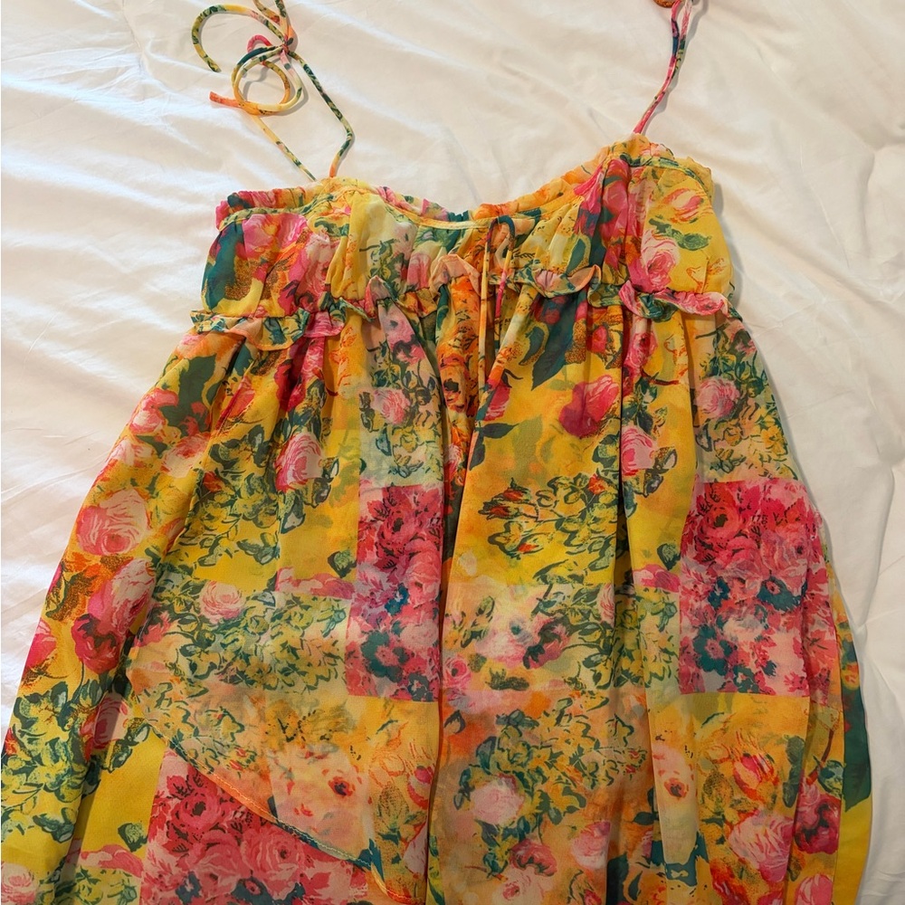 Boutique floral mini dress- tie straps